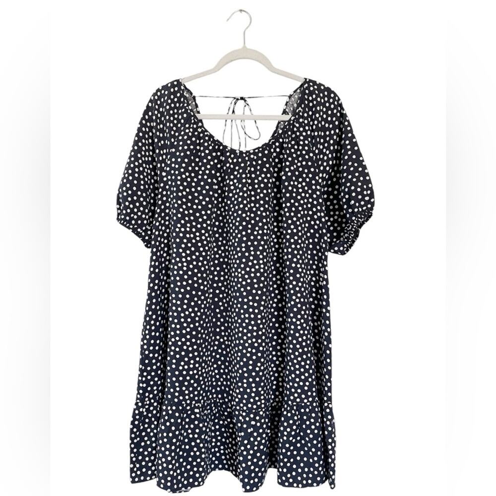 Ann Taylor Navy Blue Polka Dot Short Sleeve Dress